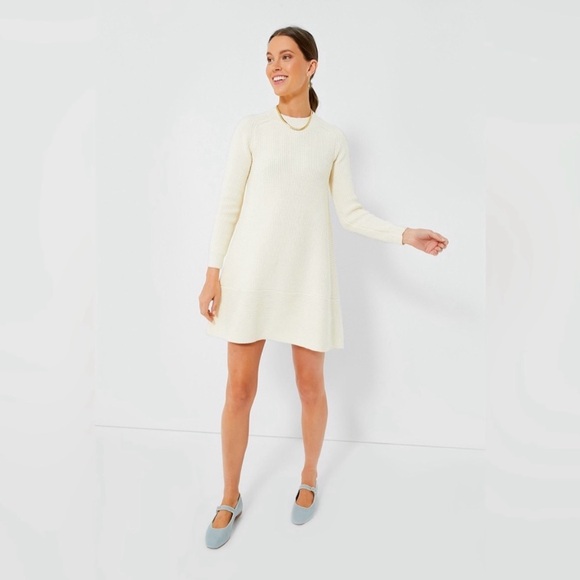 Pomander Place Ainsley Ivory Cream Beige Knit Dress - Picture 2 of 16